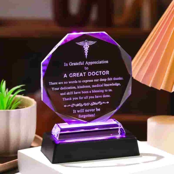 Best Doctor Appreciation Glass Plaque With Led Base - Image 3