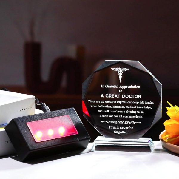 Best Doctor Appreciation Glass Plaque With Led Base - Image 5