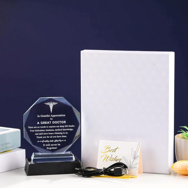 Best Doctor Appreciation Glass Plaque With Led Base - Image 6