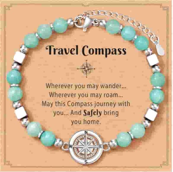 Amazonite Compass Bracelet - Best Travel Gift For Women