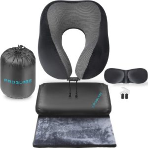 Luxury Travel Blanket Set: Memory Foam Pillow & Fleece Blanket