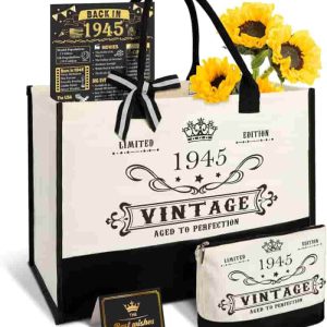 Best 80th Birthday Gifts For Women - Vintage 1945 Tote Set