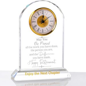 Top Retirement Gifts: K9 Crystal Clock For Women & Men