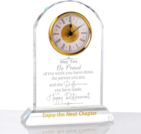 Top Retirement Gifts: K9 Crystal Clock For Women & Men