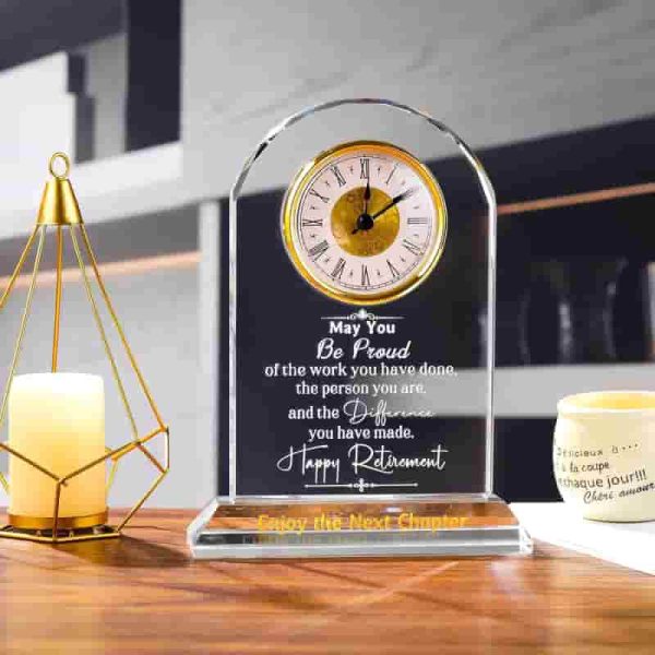 Top Retirement Gifts: K9 Crystal Clock For Women & Men - Image 3
