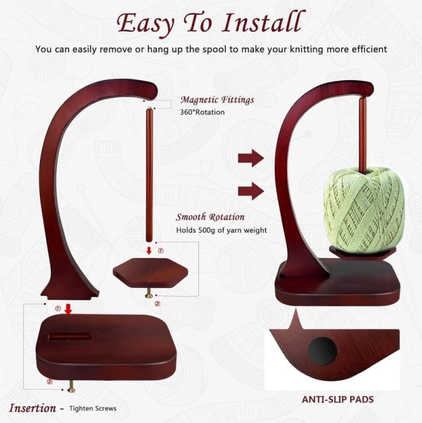 Best Wooden Yarn Holder For Knitting & Crocheting - Perfect Gift - Image 5
