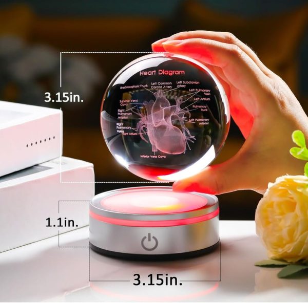 Best 3d Heart Crystal Gift For Doctors With Led Base - Image 2