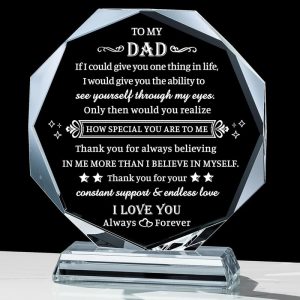 Best Dad Ever Crystal Keepsake - Birthday & Holiday Gifts