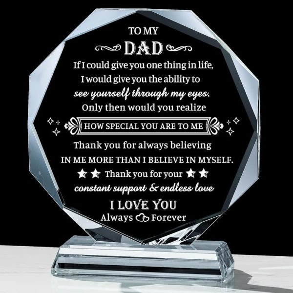 Best Dad Ever Crystal Keepsake - Birthday & Holiday Gifts
