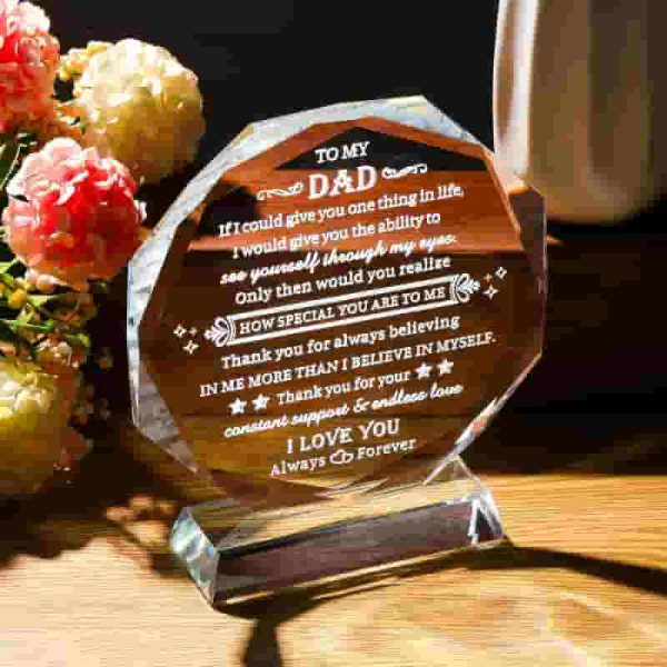 Best Dad Ever Crystal Keepsake - Birthday & Holiday Gifts - Image 3