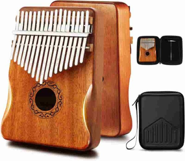 Best Kalimba Thumb Piano 17 Keys With Mahogany Wood, Easy To Learn Gift