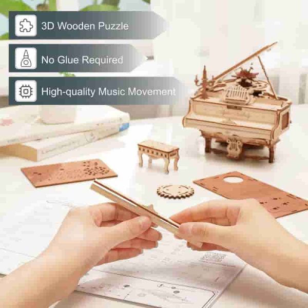Robotime Magic Piano 3d Puzzle - Unique Wooden Music Box Gift - Image 5