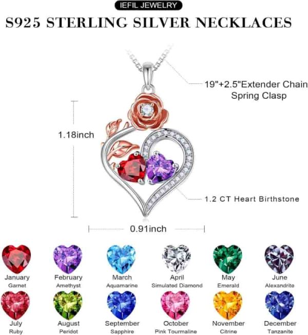 Best Double Birthstone Necklace - Sterling Silver Jewelry Gifts - Image 5