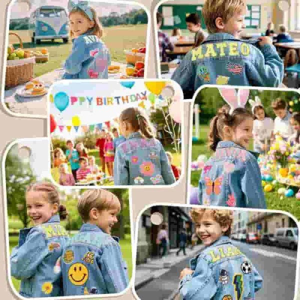 Custom Kids Jean Jacket With Name Patches - Best Gift For Toddlers - Image 2