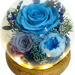 Unique Long-lasting Floral Gift - Blue, Grey & White Roses