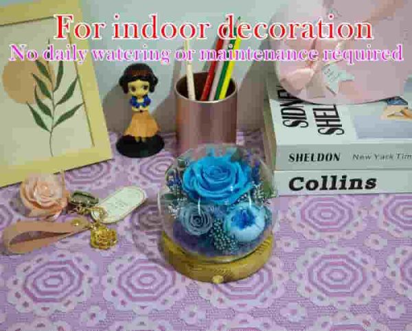 Unique Long-lasting Floral Gift - Blue, Grey & White Roses - Image 3