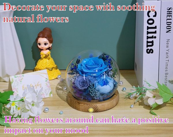 Unique Long-lasting Floral Gift - Blue, Grey & White Roses - Image 6