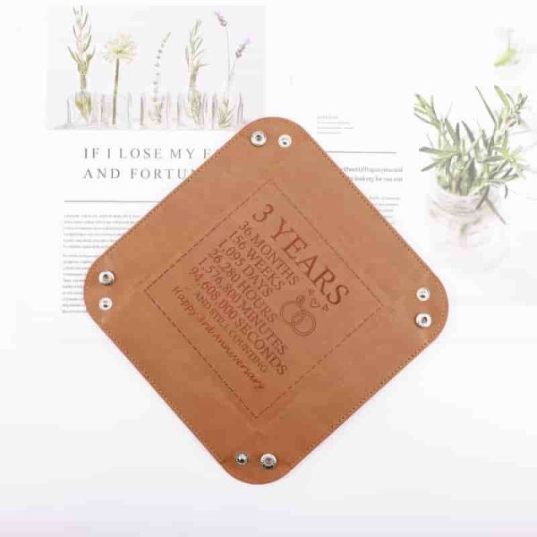 3rd Anniversary Leather Valet Tray – Engraved Gift For Couples - Image 2