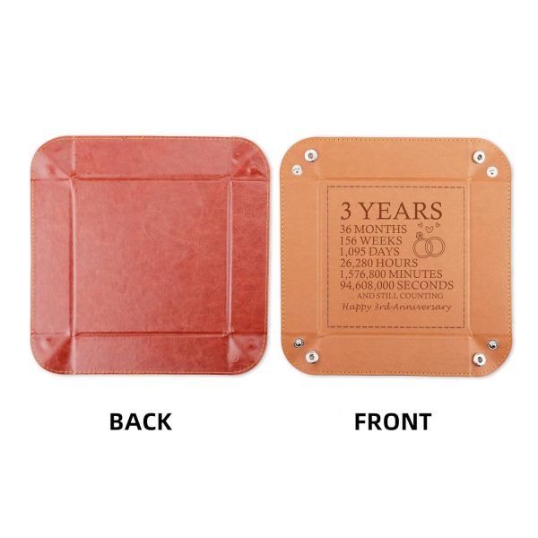 3rd Anniversary Leather Valet Tray – Engraved Gift For Couples - Image 4