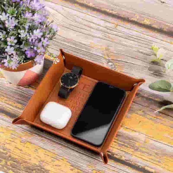 3rd Anniversary Leather Valet Tray – Engraved Gift For Couples - Image 6