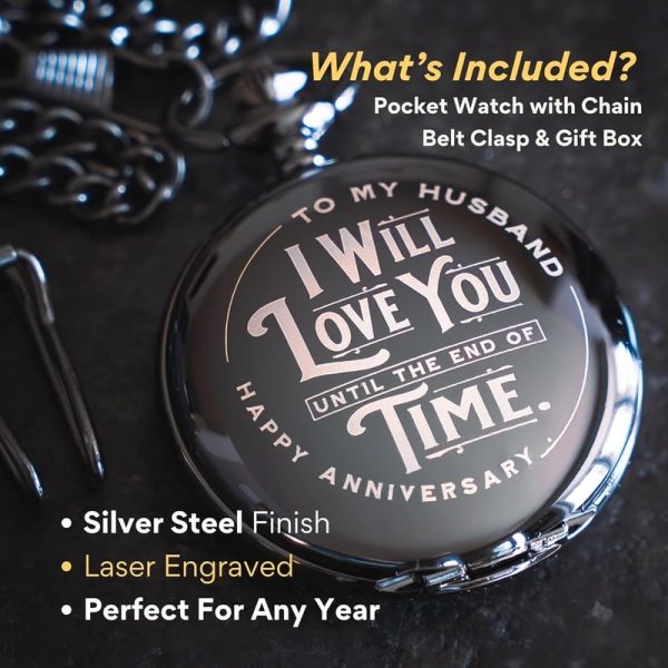 Best Anniversary Gift For Husband - Engraved Pocket Watch - Image 3