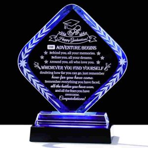 Best Graduation Crystal Plaque With Led Base - Class Of 2025 Gift