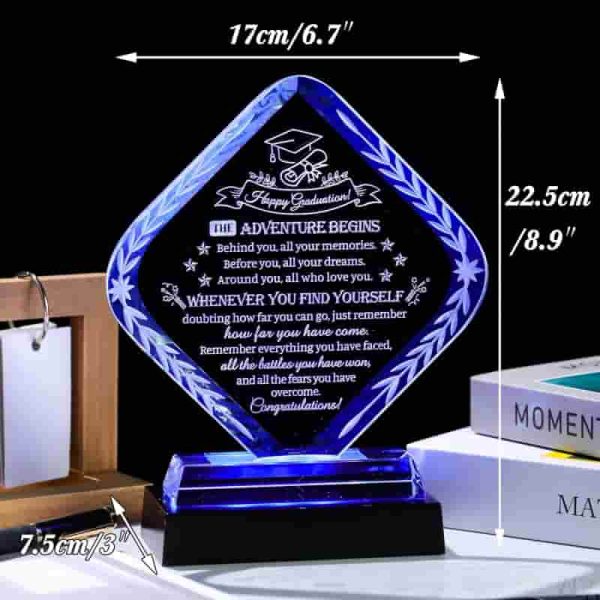 Best Graduation Crystal Plaque With Led Base - Class Of 2025 Gift - Image 2