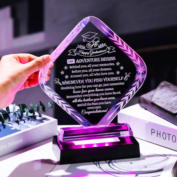 Best Graduation Crystal Plaque With Led Base - Class Of 2025 Gift - Image 4