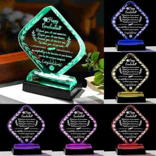 Best Graduation Keepsake Crystal Plaque With Light Base - Class Of 2025 - Image 5