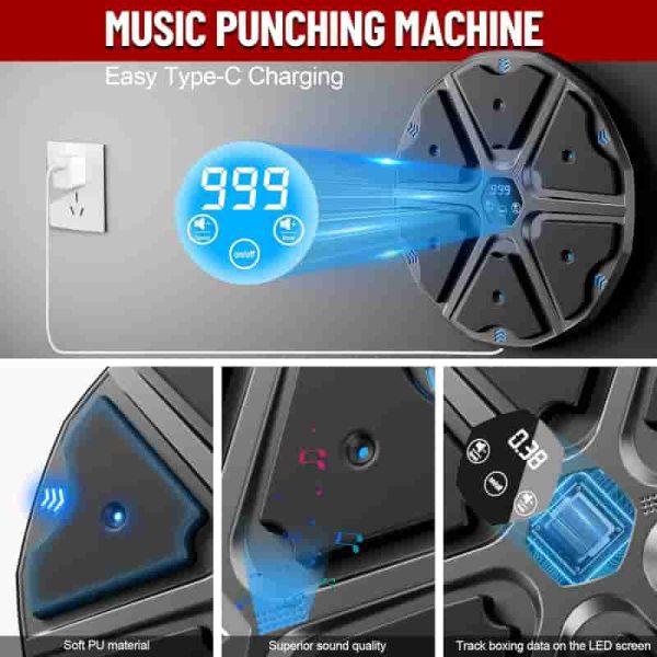 Bluetooth Wall-mounted Boxing Trainer With 9 Modes & Gloves - Image 3