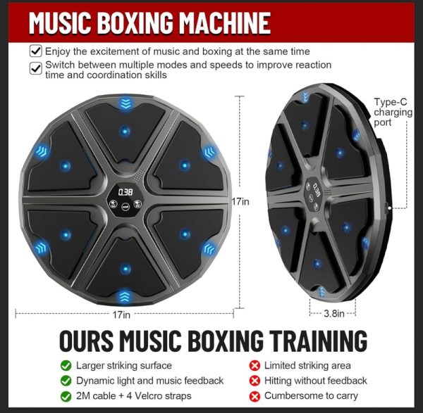 Bluetooth Wall-mounted Boxing Trainer With 9 Modes & Gloves - Image 4