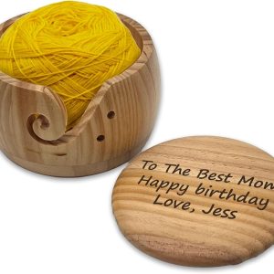Best Personalized Yarn Bowl Gift For Knitters & Moms