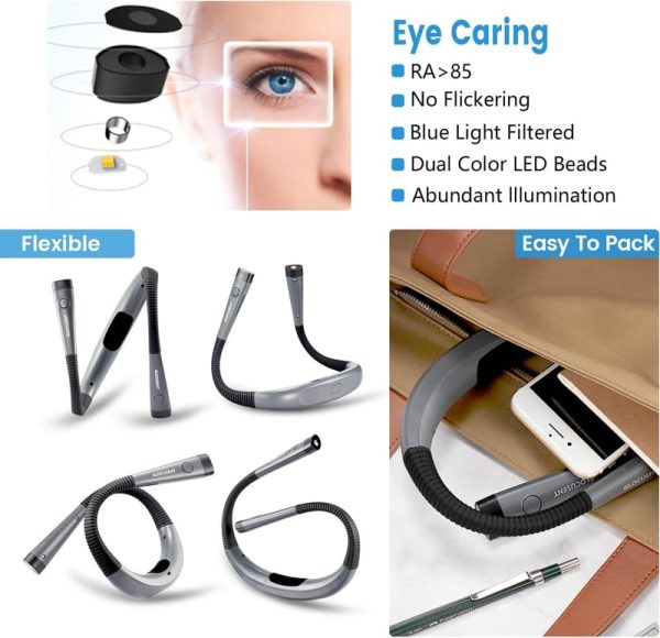 Best Glocusent Book Light - 3 Colors, 80-hr Rechargeable - Image 4