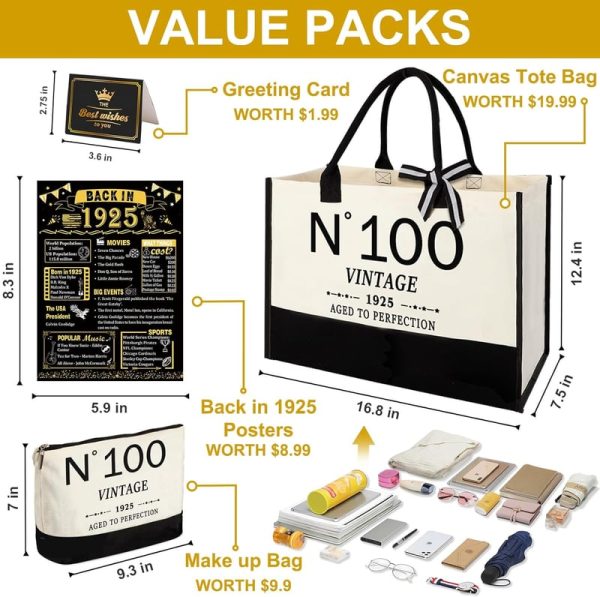 Best 100th Birthday Gift For Women - Vintage Tote Set - Image 4