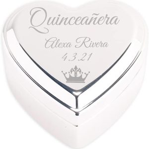 Best Quinceañera Heart Jewelry Box With Custom Engraving