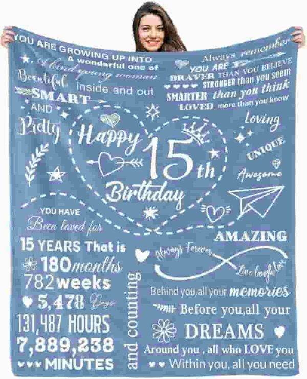 Best 15th Birthday Gifts For Teen Girls - Personalized Throw Blanket