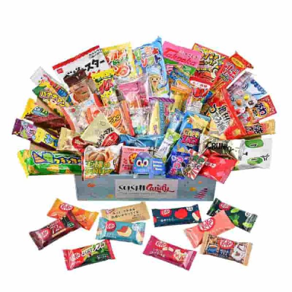 50 Japanese Candy & Snack Box With 10 Kitkat Assortment - Best Gift