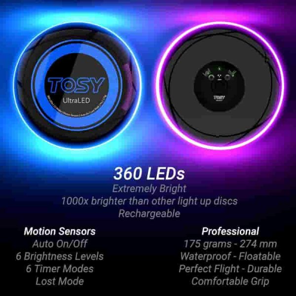 Tosy Ultraled Flying Disc – 16m Colors, Rechargeable Gift - Image 2