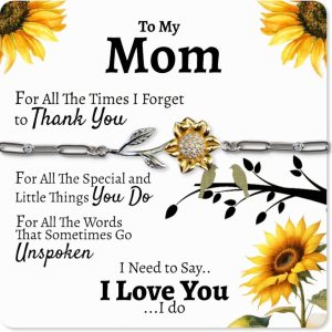 Best Sunflower Bracelet Gift Set For Mom - Thank You Mom
