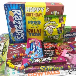 1985 Retro Candy Gift Basket For 40th Birthday - Nostalgic Treats