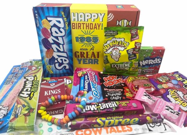 1985 Retro Candy Gift Basket For 40th Birthday - Nostalgic Treats