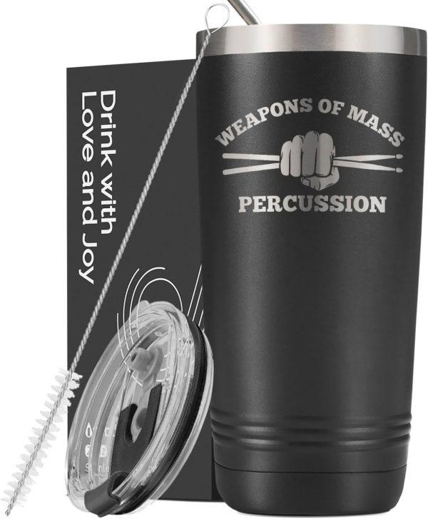 Best Drummer Gifts - Insulated Tumbler With Straw, 20 Oz