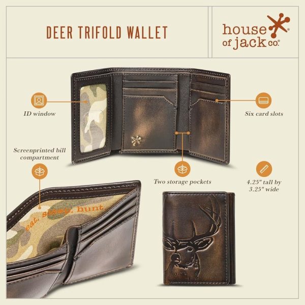 Best Deer Trifold Wallet For Outdoorsmen - Full Grain Leather - Image 4