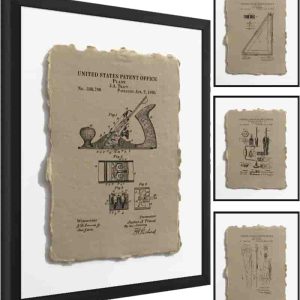 Vintage Patent Tool Wall Art Set - Best Gift For Woodworkers