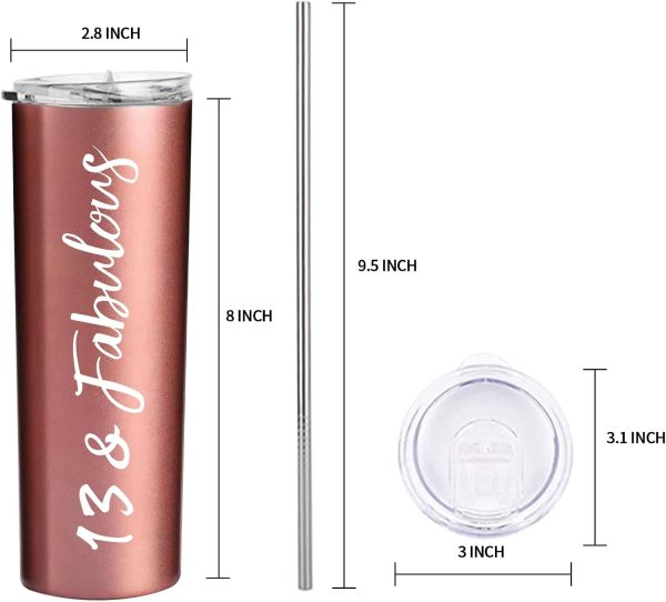 13th Birthday Rose Gold Tumbler - Fabulous Gift - Image 2