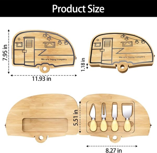 Camping Bamboo Cheese Board Set - Unique Gift For Weddings - Image 2