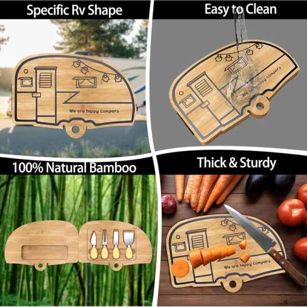 Camping Bamboo Cheese Board Set - Unique Gift For Weddings - Image 4