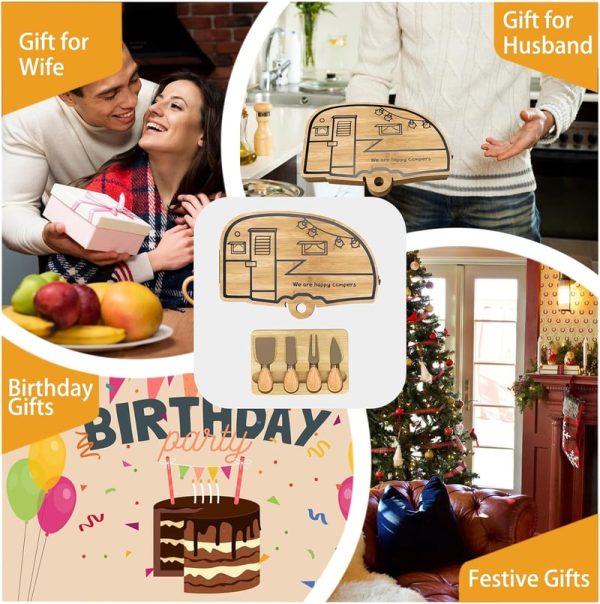 Camping Bamboo Cheese Board Set - Unique Gift For Weddings - Image 5