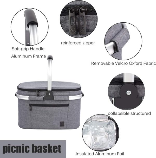 Allcamp Collapsible Insulated Picnic Basket - Leakproof & Lightweight - Image 4