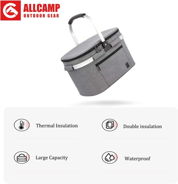 Allcamp Collapsible Insulated Picnic Basket - Leakproof & Lightweight - Image 6